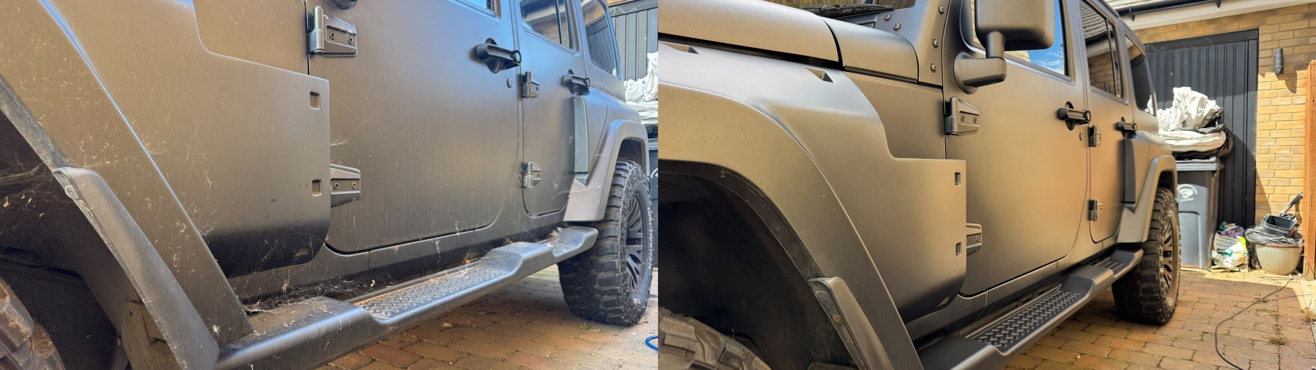 Jeep Wrangler side before and after