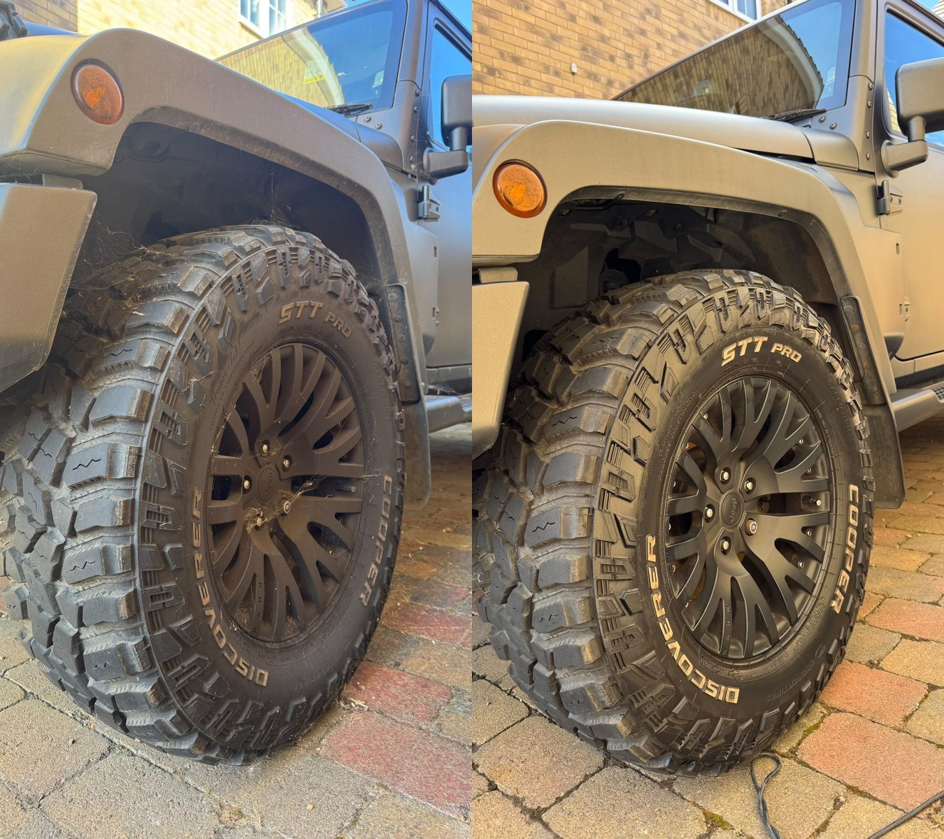 Jeep Wrangler wheel before and after